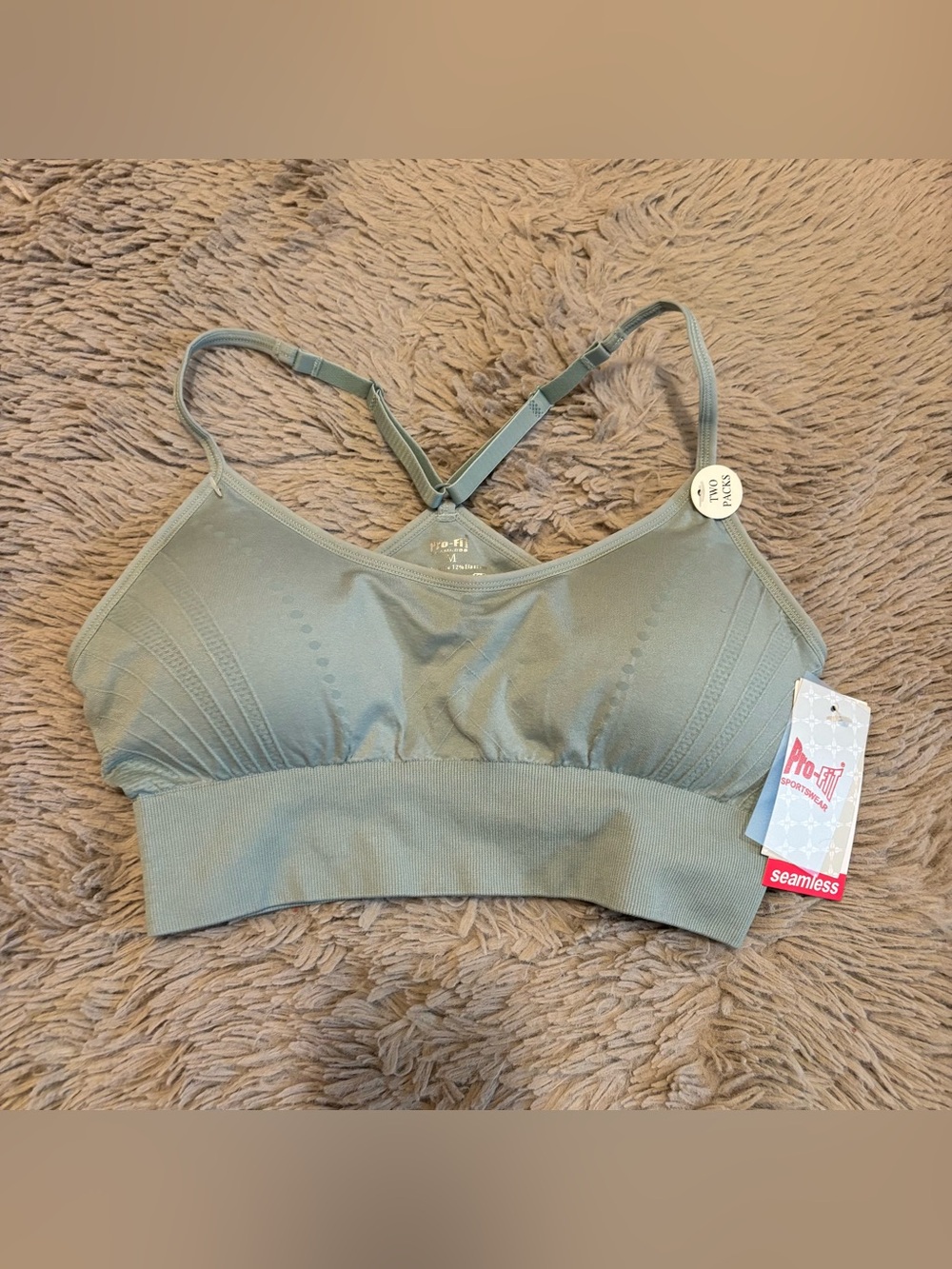 NWT Pro-Fit Light Blue Textured Sports Bra size Medium